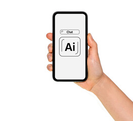 Ai Chat on screen of phone in hand close-up.