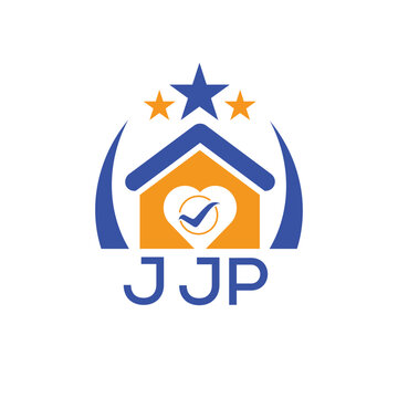 JJP House logo Letter logo and star icon. Blue vector image on white background. KJG house Monogram home logo picture design and best business icon. 
