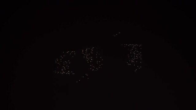 Hundreds of drone flight performances at night