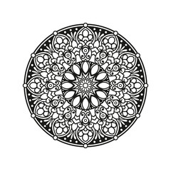Decorative mandala and pattern for Mehndi, wedding, tattoo, islam, indian, arabic. Outline mandalas coloring book page.