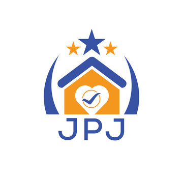 JPJ House logo Letter logo and star icon. Blue vector image on white background. KJG house Monogram home logo picture design and best business icon. 
