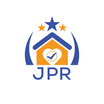 JPR House logo Letter logo and star icon. Blue vector image on white background. KJG house Monogram home logo picture design and best business icon. 
