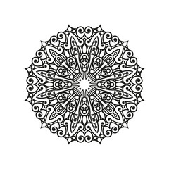 Decorative mandala and pattern for Mehndi, wedding, tattoo, islam, indian, arabic. Outline mandalas coloring book page.