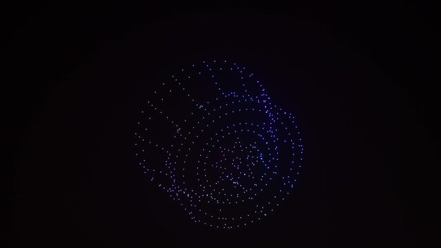 Hundreds of drone flight performances at night