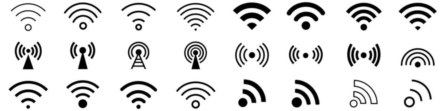 Wi Fi icon vector set, signal icons set . wireless illustration sign collection. signal symbol. with white background icons black icons best icon 