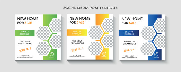 Naklejka premium Real estate home property instagram post or social media banner template design
