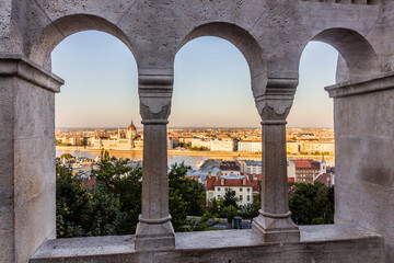 View from Fisherman's Bastion at Buda castle in Budapest, Hungary
