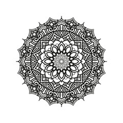 Decorative mandala and pattern for Mehndi, wedding, tattoo, islam, indian, arabic. Outline mandalas coloring book page.
