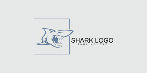 Simple shark logo design with unique concept premium vector