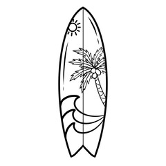 Surfboard Black doodle.
