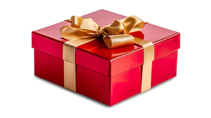 Obraz premium A red gift box with a gold bow. Generative AI.