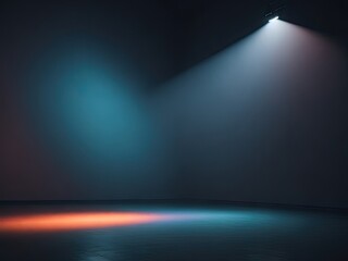 Minimalistic stage background with fog and light. ai generative