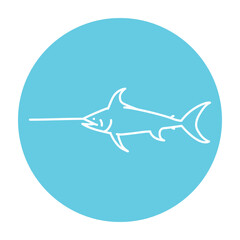 Swordfish color line illustration. Ocean fishes