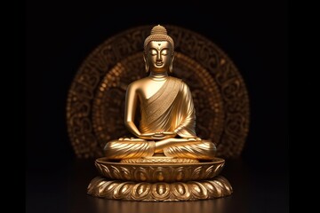 Golden buddha statue, generative ai