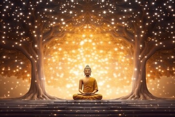 Golden buddha statue, generative ai