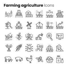 Farming agriculture vector icon set