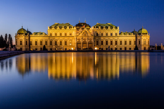 Evening view of the Upper Belvedere palace in Vienna, Austria