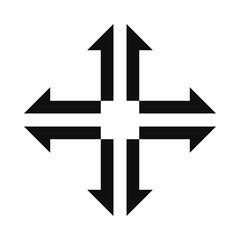 Four Split Arrows Cross Silhouette Icon