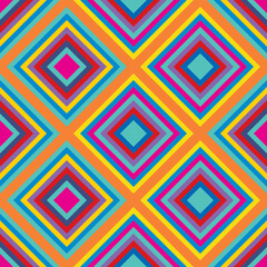 Colorful Kaleidoscopic Seamless Pattern. Vector Geometric Background with Rhombs. Abstract Mosaic Design