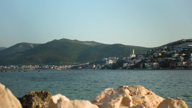 Timelaps on the village of Neum with its bay on the Adriatic Sea, in Bosnia