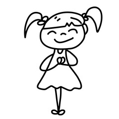 Hand Drawing Cartoon Charter Happy Kids Playing