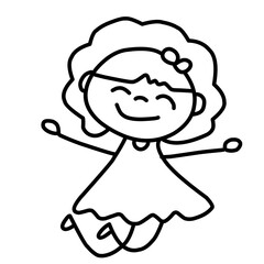 Hand Drawing Cartoon Charter Happy Kids Playing