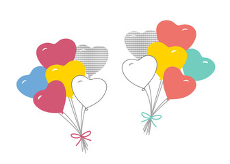 イベントやセールの必須アイテム、ハート型の風船です。可愛い色合いと、可愛いながらも、やや落ち着いた色合いの2種類です。