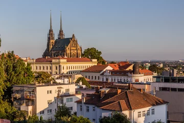 Deurstickers Skyline of Brno city with the cathedral of St. Peter and Paul, Czech Republic © Matyas Rehak