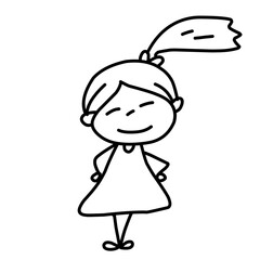 Hand Drawing Cartoon Charter Happy Kids Playing