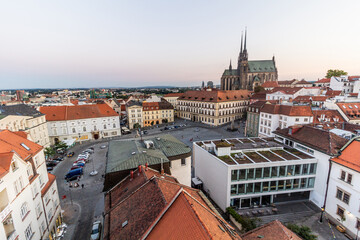 Obraz premium Skyline of Brno city with Zelny trh square and the cathedral of St. Peter and Paul, Czech Republic