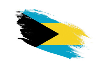 Bahamas flag with stroke brush painted effects on isolated white background