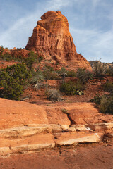 Hiking the Red Rocks of Beautiful Sedona in Yavapai County, Arizona. Hiking the Mitten Ridge of...