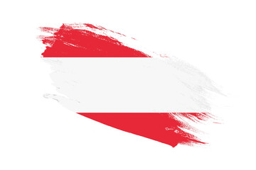 Austria flag with stroke brush painted effects on isolated white background