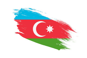 Azerbaijan flag with stroke brush painted effects on isolated white background