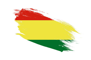 Bolivia flag with stroke brush painted effects on isolated white background
