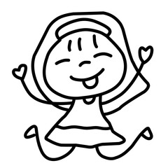 Hand Drawing Cartoon Charter Happy Kids Playing