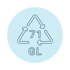Glass recycling code GL 71 line icon. Consumption code.