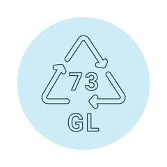 Glass recycling code GL 73 line icon. Consumption code.