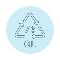 Glass recycling code GL 76 line icon. Consumption code.