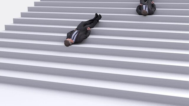 fired businessman fall down stairs