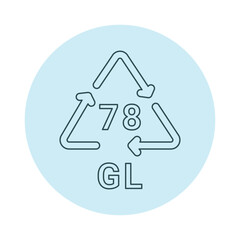 Glass recycling code GL 78 line icon. Consumption code.