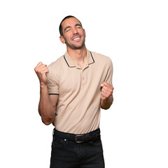 Naklejka premium Happy young man having fun