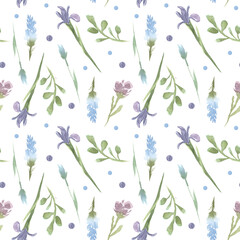 seamless abstract flowers watercolor wallpaper pattern on background