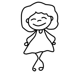 Hand Drawing Cartoon Charter Happy Kids Playing