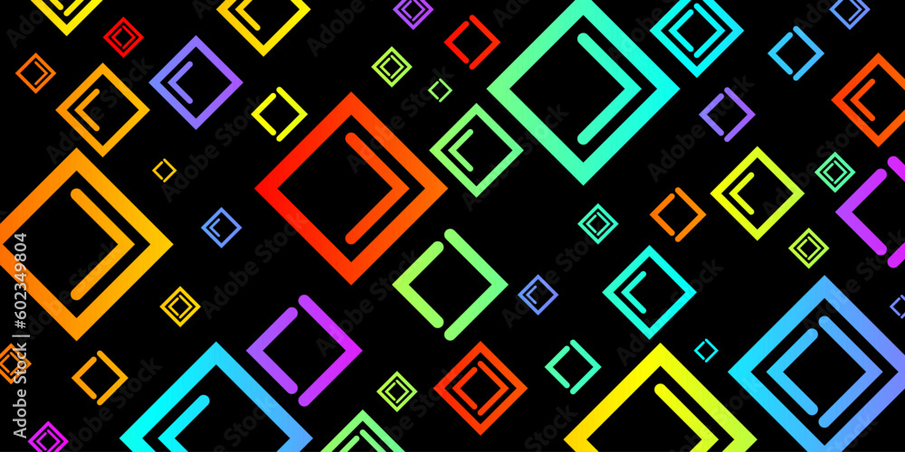 Poster modern abstract black background with colorful gradient square shapes. vector eps 10