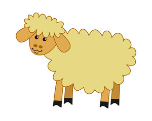 Young and beautiful sheep in profile on a transparent background