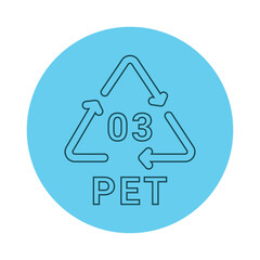 Plastic recycling code PET 03 line icon. Consumption code polyethylene.