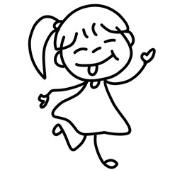 Hand Drawing Cartoon Charter Happy Kids Playing