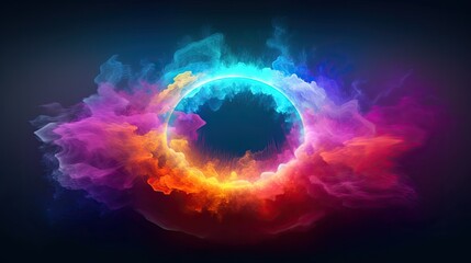 Abstract background of colorful smoke in the form of a circle. Created with Generative AI tools