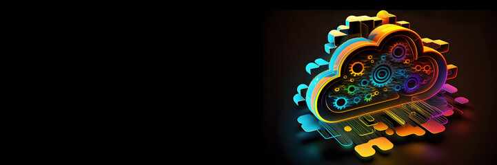 Obraz premium Abstract cloud computing technological cyberspace, Banner Background